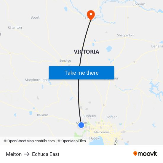 Melton to Echuca East map