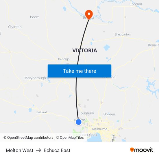 Melton West to Echuca East map