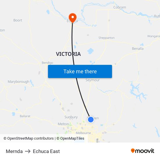 Mernda to Echuca East map