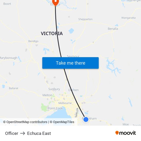 Officer to Echuca East map