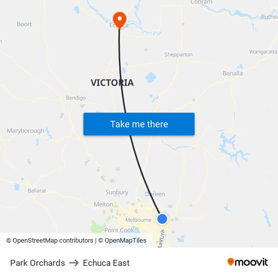 Park Orchards to Echuca East map