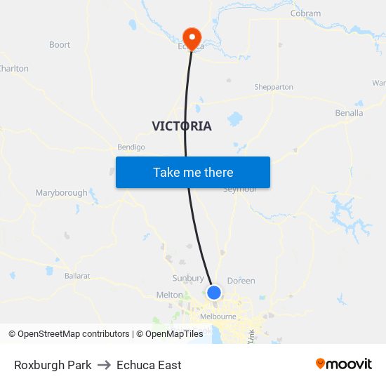 Roxburgh Park to Echuca East map