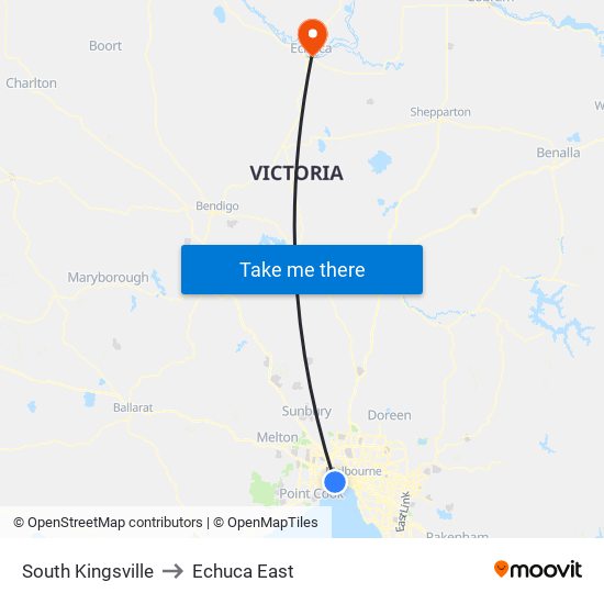 South Kingsville to Echuca East map