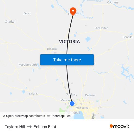 Taylors Hill to Echuca East map