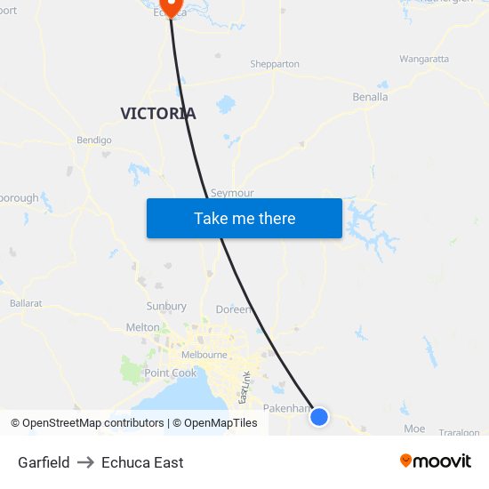 Garfield to Echuca East map