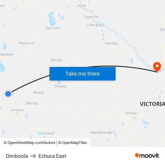 Dimboola to Echuca East map