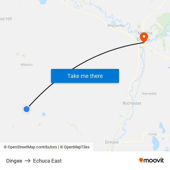 Dingee to Echuca East map