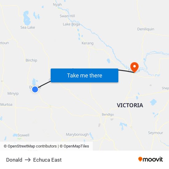 Donald to Echuca East map