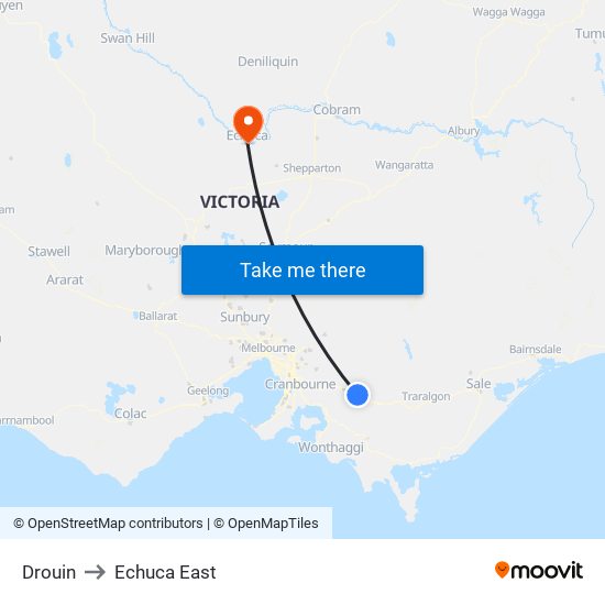 Drouin to Echuca East map