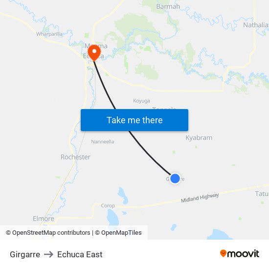 Girgarre to Echuca East map