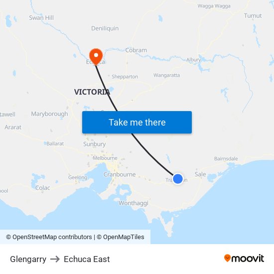 Glengarry to Echuca East map