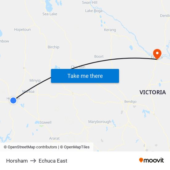 Horsham to Echuca East map