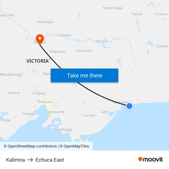 Kalimna to Echuca East map