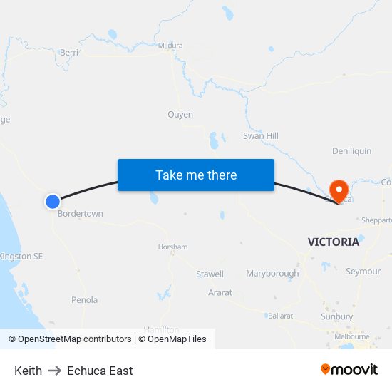 Keith to Echuca East map