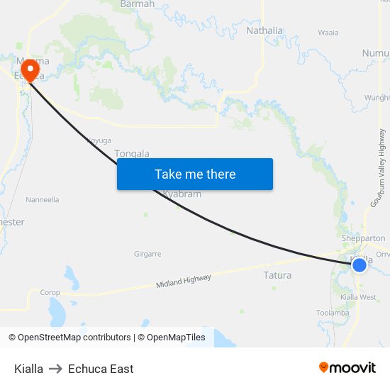 Kialla to Echuca East map