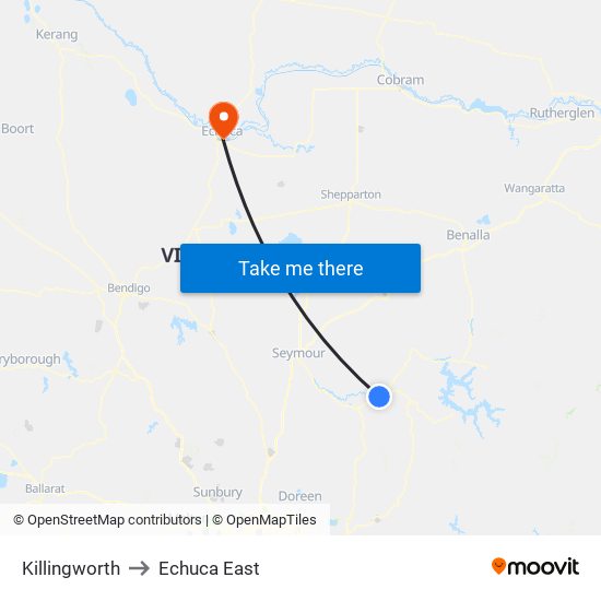 Killingworth to Echuca East map