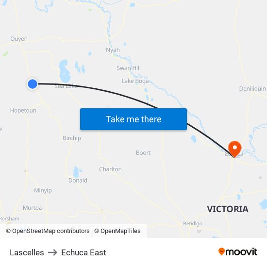 Lascelles to Echuca East map