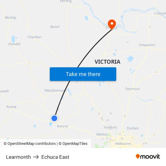 Learmonth to Echuca East map