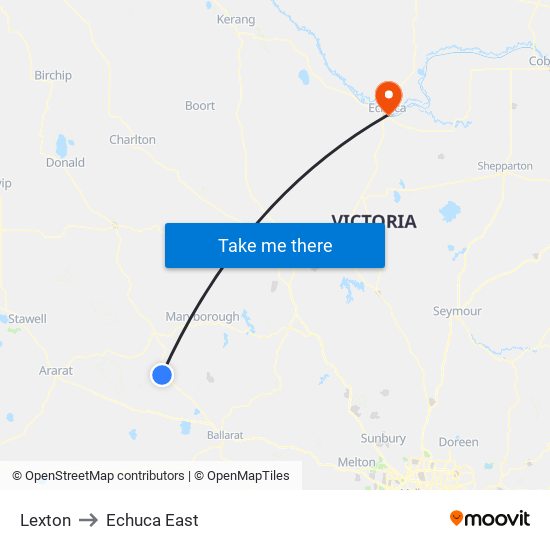 Lexton to Echuca East map