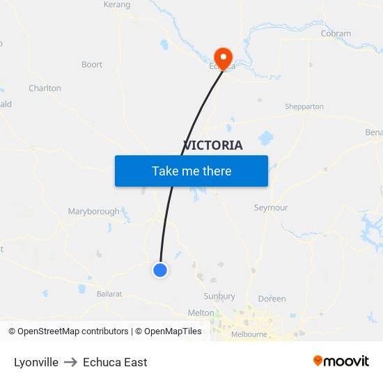 Lyonville to Echuca East map