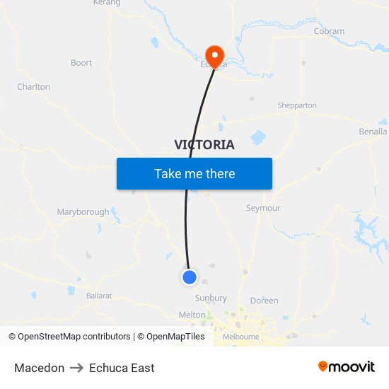 Macedon to Echuca East map