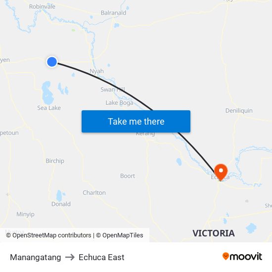 Manangatang to Echuca East map