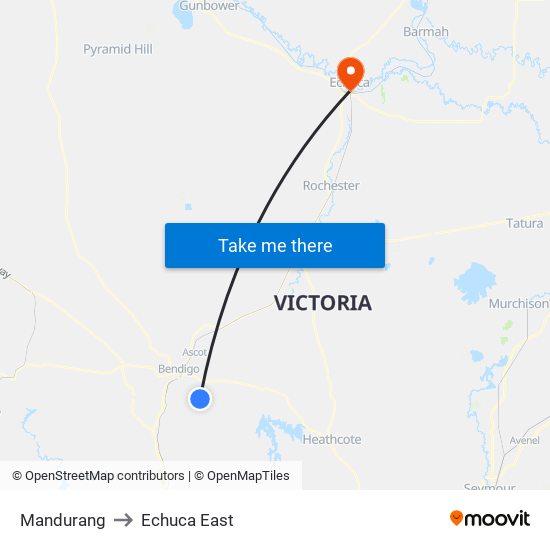 Mandurang to Echuca East map