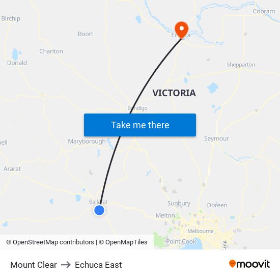 Mount Clear to Echuca East map