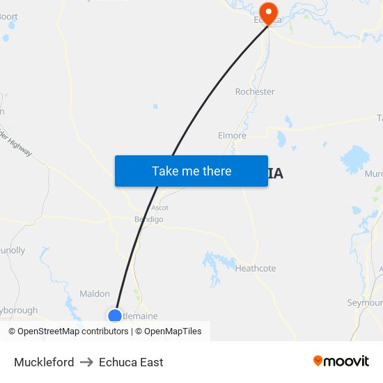 Muckleford to Echuca East map
