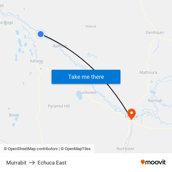 Murrabit to Echuca East map