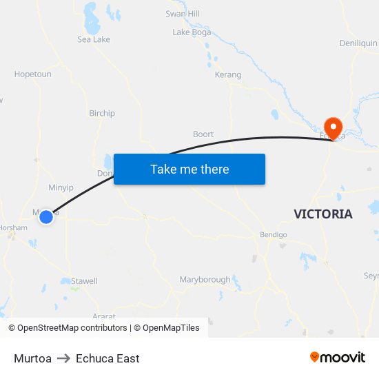 Murtoa to Echuca East map