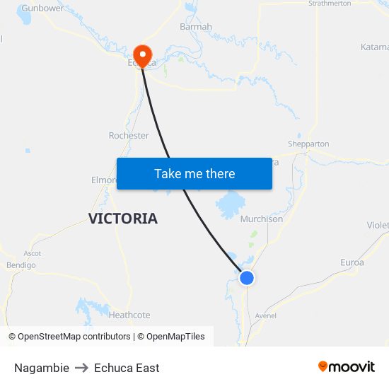 Nagambie to Echuca East map