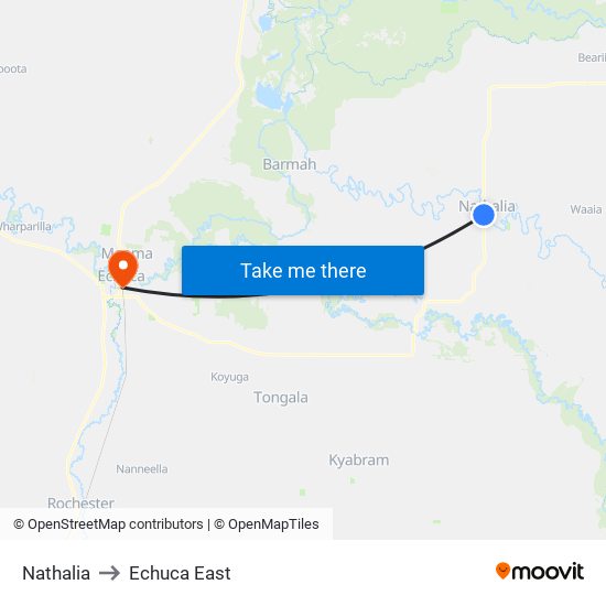 Nathalia to Echuca East map