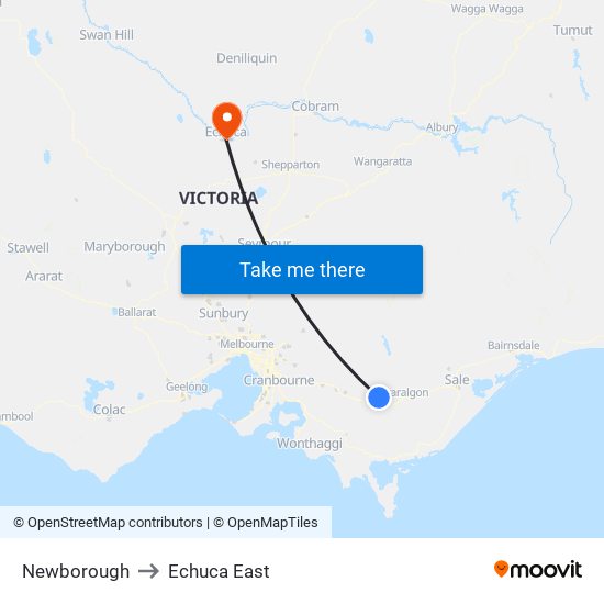 Newborough to Echuca East map