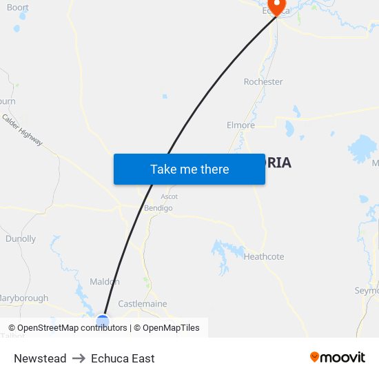 Newstead to Echuca East map