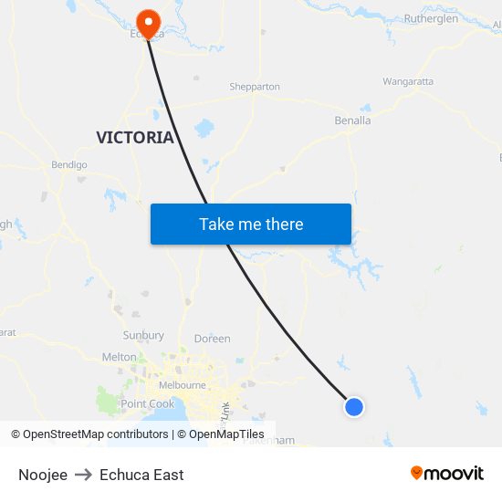 Noojee to Echuca East map