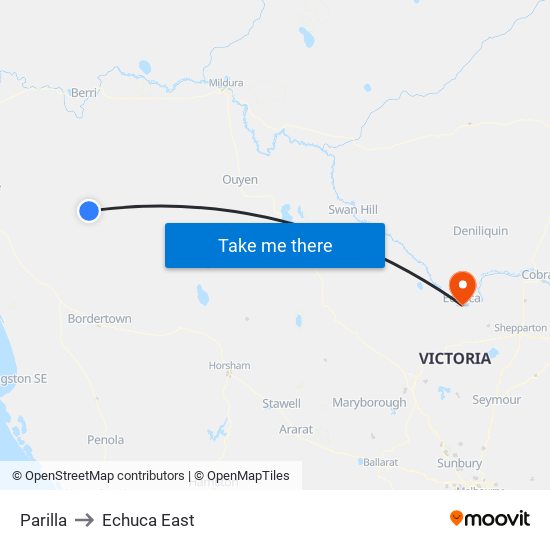 Parilla to Echuca East map