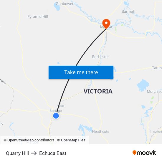 Quarry Hill to Echuca East map