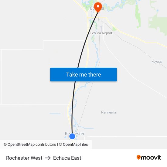 Rochester West to Echuca East map