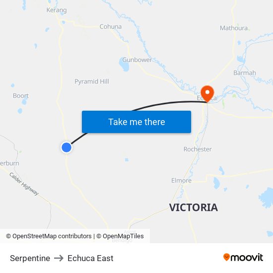 Serpentine to Echuca East map