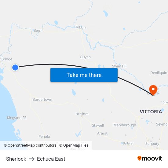 Sherlock to Echuca East map