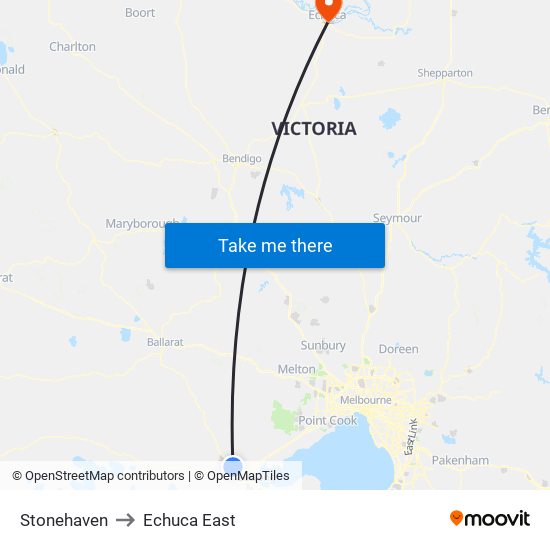 Stonehaven to Echuca East map