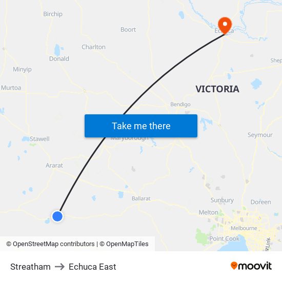 Streatham to Echuca East map