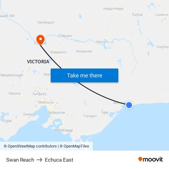 Swan Reach to Echuca East map