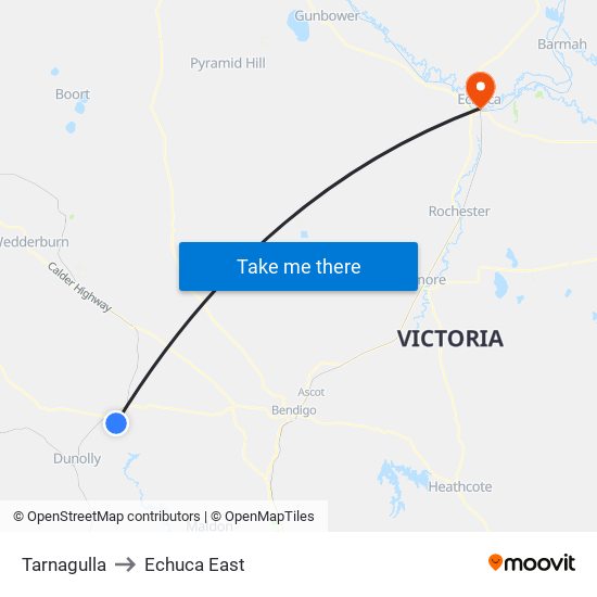 Tarnagulla to Echuca East map