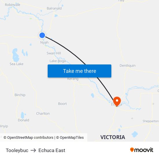 Tooleybuc to Echuca East map