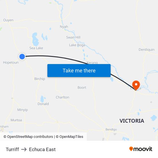 Turriff to Echuca East map