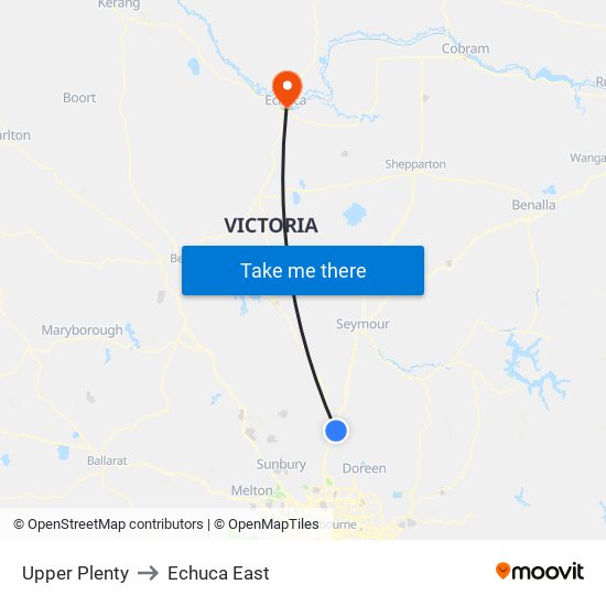 Upper Plenty to Echuca East map