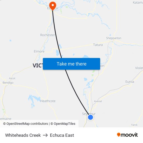 Whiteheads Creek to Echuca East map