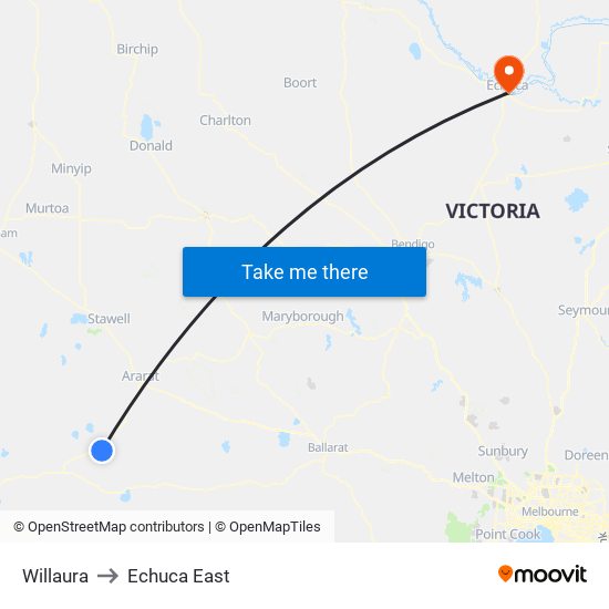 Willaura to Echuca East map